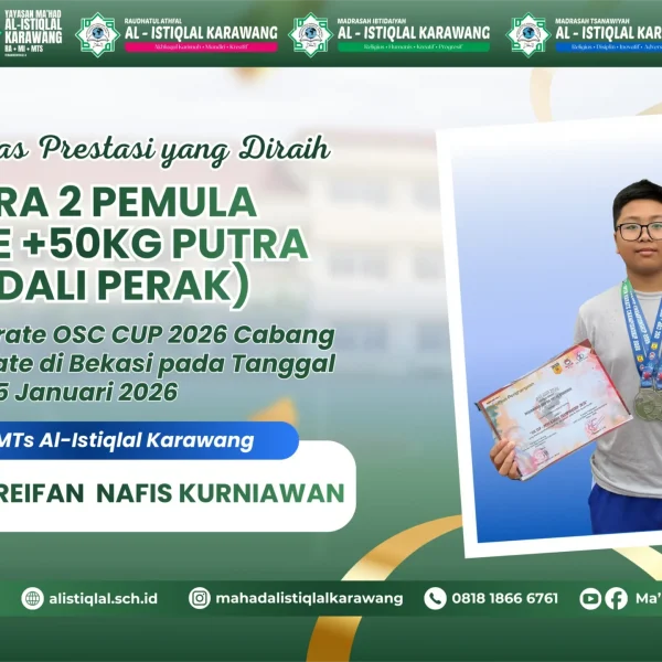 Juara 2 Pemula Kumite +50kg Putra (Medali perak)