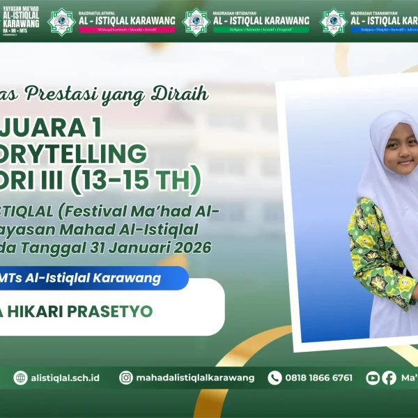 Juara 1 Lomba Storytelling Kategori III (13–15 Tahun)